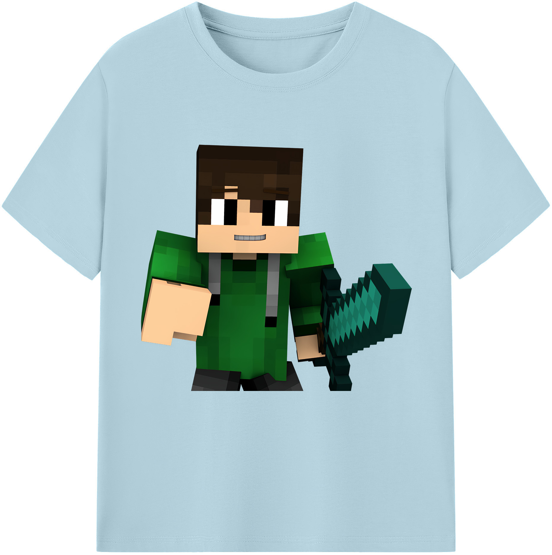 （画像用） マインクラフト ブロックの世界 Minecraft MC Block world 綿100％半袖Tシャツ（フロントプリント）